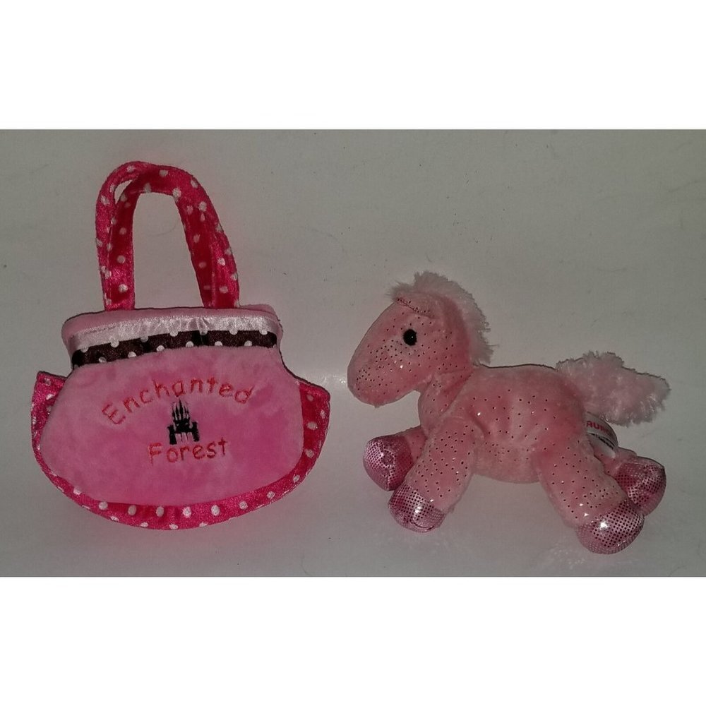 Aurora Pink Horse Plush In Enchanted Forest Bag Purse Oregon Stuffed Animal Toy